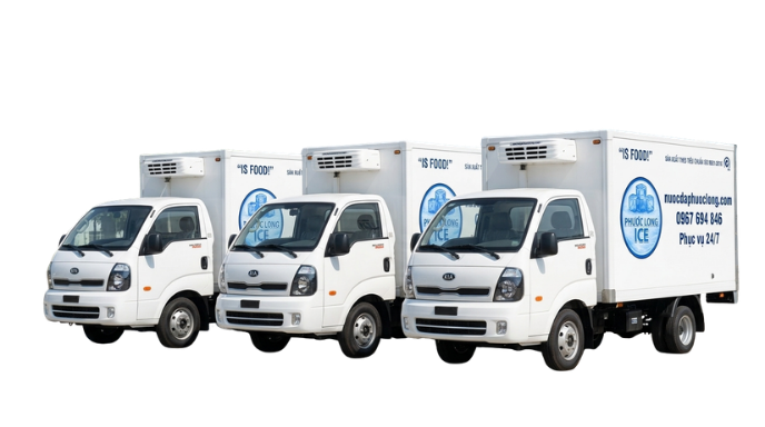 Đội xe vận chuyển nước đá Phước Long