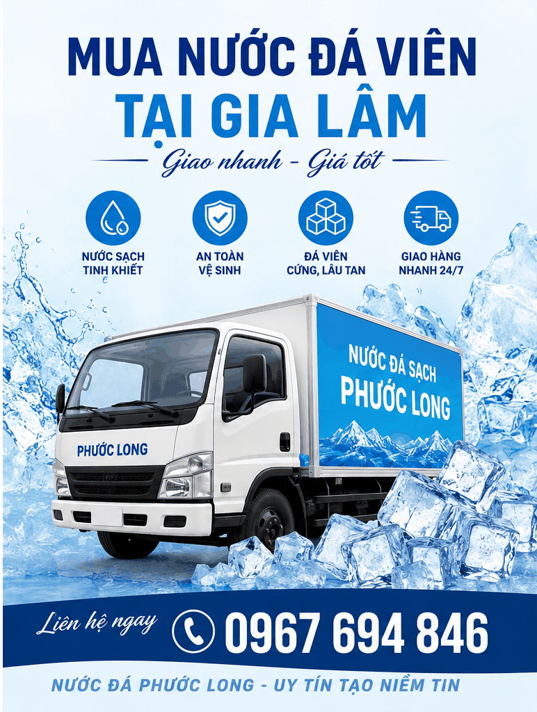giao nước đá viên tại gia lâm